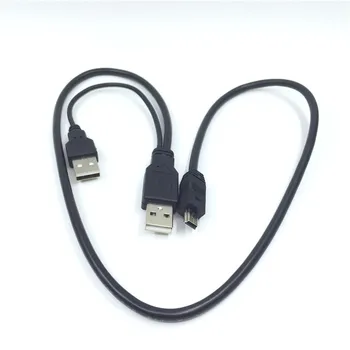 Nový Príchod Najlepšiu Cenu Odolný Dual USB 2.0 Muž na Mini USB B 5 Pin Male Dátový Kábel Pre 2.5 HDD Pevný Disk