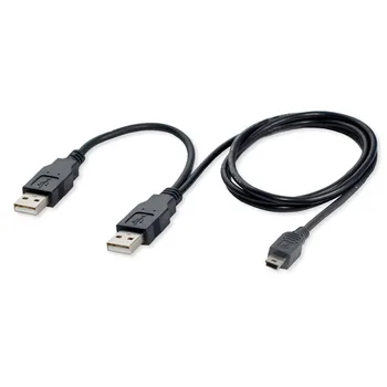 Nový Príchod Najlepšiu Cenu Odolný Dual USB 2.0 Muž na Mini USB B 5 Pin Male Dátový Kábel Pre 2.5 HDD Pevný Disk