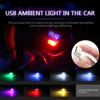 Nový Príchod ！7 Farby USB Mini LED Svetlo Auto Okolitého Svetla Automobilový Dekoratívne Lampy Neon USB Svetlo Atmosféru Lampa