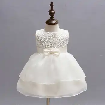 Nový Vintage White Dieťa Krst Novorodencov Dievča 1 Rok Narodenia Princezná Dieťa Strany Kostým pre Dievčatá Oblečenie