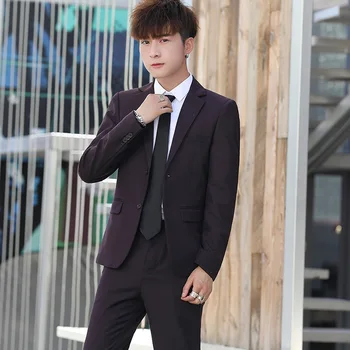 Nový oblek pánske oblek vyhovovali 2 sady slim business kórejský ležérne pánske oblek oblek