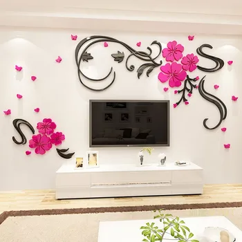 Nový príchod Obývacia izba Akrylových 3D Samolepky na Stenu TV steny 3d dekorácie Veľká veľkosť Kvetu Domova Móda