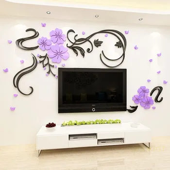 Nový príchod Obývacia izba Akrylových 3D Samolepky na Stenu TV steny 3d dekorácie Veľká veľkosť Kvetu Domova Móda