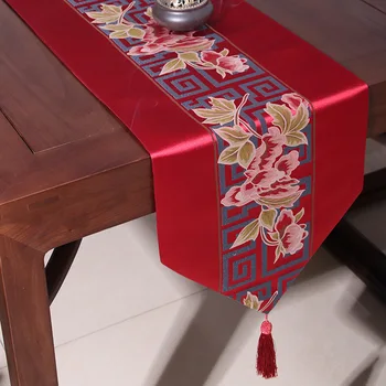 Nový Čínsky Štýl, Červená Pivónia Stôl Runner Polyesterové vlákna pásu rastlina, kvet obrus pre svadobné party domova tabuľka kryt