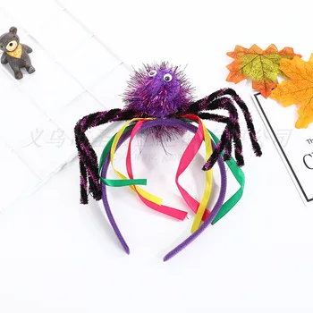 Nový Štýl Halloween Spider Páse S Nástrojmi Vlasy Kapely Halloween Plyšové Spider Hot Predaj Rekvizity Atmosféra Hrôzy Dekorácie