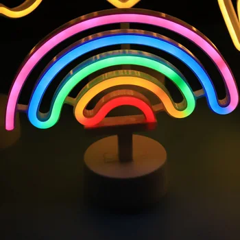 Nočné Osvetlenie, Neónový nápis Rainbow Anjel Flamigo Deti Nočné Lampy, Krytý Spálňa Decor Anime Svetlo USB A Batérie Stôl Lampara