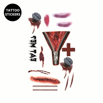 Nu-TATY Nepremokavé Dočasné Tetovanie Nálepky 4 Nastavte Simulácia Série Horor Grafické Poškriabaniu Rany Krv Diera