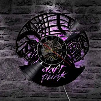 Návrh Punková Kapela Vinyl Hodiny LED Osvetlenie Farby pre Nástenné svetlá Diaľkové ovládanie Moderné Podsvietenie Domova