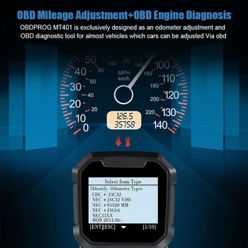 OBDPROG MT401 Kilometrov Úprava počítadlo kilometrov Oprava Auta Nástroj Tlačidlo Programovanie ODB Code Reader Reset Odometer OBD Diagnostický Nástroj