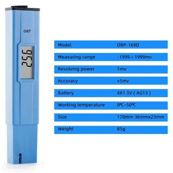 ORP-169D ORP / Redox Tester 2-V-1 pre Digitálne Kvality Vody na Meter -1999MV - 1999MV Pitnej Vody ORP Test Pero