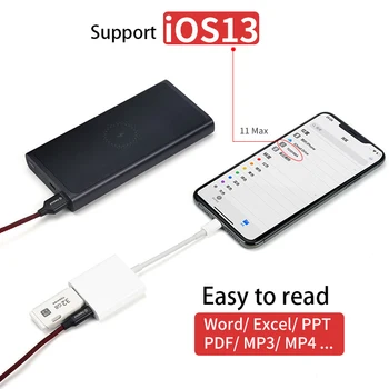 OTG USB Adaptér Nabíjačky Splitter 2 v 1 pre iPhone6 7 8 8 plus 11 Podporu iOS 14