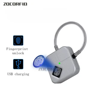 Odtlačkov prstov Visiaci zámok Smart Security Door Lock Nepremokavé Keyless Odomknúť smart odtlačkov prstov zámok a USB kábel prachotesný r29