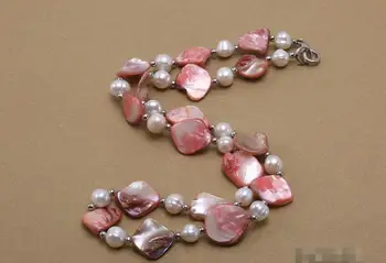 Ohromujúci Bielych Sladkovodných Perál Ružová Seashell Kusov Náhrdelník Náramok Sady