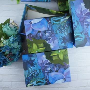 Olejomaľba kvet v noci box dizajn 20*14*5.2 cm Papierové Krabice svadobné Party Candy Cookie Macaroon Vianočné DIY darčekové Balenie