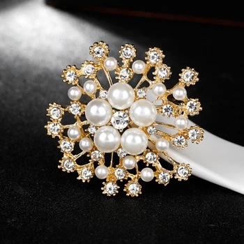 OneckOha Simulované Pearl Flower Brošne Drahokamu Snowflake Pin Žien Gament Príslušenstvo