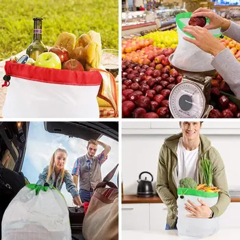 Opakovane Oka Vyrábať Tašky Umývateľný Eco Friendly Tašky pre Nakupovanie Skladovanie Ovocia, Zeleniny, Hračky, Drobnosti Taška