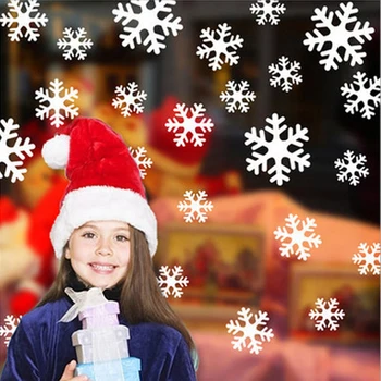 Opakovane Statickej Elektriny Snowflake Nálepky Sklenených Okien, detská Izba Vianočné Stenu, Dekorácie Nový Rok 50x35cm TB Predaj