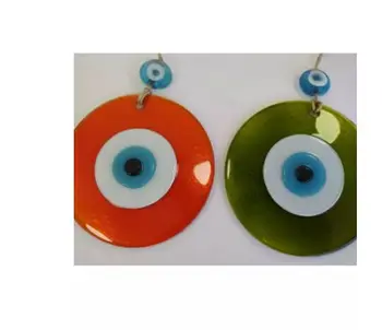 Oranžové a zelené oči veľké sklenené korálky amulet turecký Kúzlo perličiek náhrdelník závesné steny domov izba dekor turecko