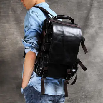 Originálne Kožené Mužov Backpack 15.6 Palce Laptop Taška Na Cestovanie Handmade Batohy Mužov Mäkké Čierne Kožené Batohy Klasické Bežné Tašky