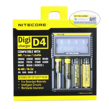 Originálne Nitecore D4 Digicharger LCD Inteligentné Obvody, Globálne Poistenie li-ion 18650 14500 16340 26650 Nabíjačky, Batérie