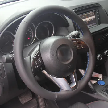 PONSY Čierne Originálne Kožené Volante Vozidla Vzťahuje na Prípad pre MAZDA CX-4 CX-5 Mazda 3 Axela Atenza Ručne šité Kryt