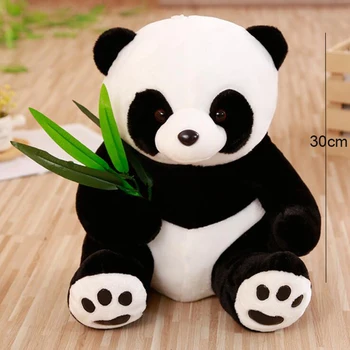 Panda Bábika Plyšové Hračky, Kreslené Kawaii Panda, Pre Deti Darček Medveď S Bambusové Listy Plyšáka Mäkký Vankúš
