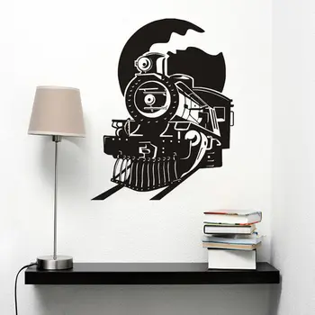 Parný Vlak a Mesiac Samolepky na Stenu Krásne Spálňa Decor Art Vinyl na Stenu Odtlačkový Vymeniteľné Domov Dizajn Tapety nástenná maľba SA557
