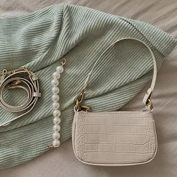 Pearl Tote bag Módy Nové Vysoko Kvalitnej PU Kože Ženy Dizajnér Kabelka Krokodíla vzor Reťazca Ramenný program Messenger tašky