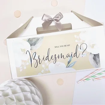 Personalizované že vám Bude môj Bridesmaid, darčekové krabice BIELE ROSE Ďakujem bridesmaid, slúžka česť box kvet dievča prítomné políčko