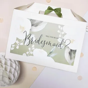 Personalizované že vám Bude môj Bridesmaid, darčekové krabice BIELE ROSE Ďakujem bridesmaid, slúžka česť box kvet dievča prítomné políčko