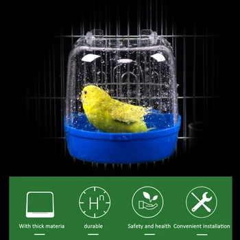 Plastové Vták Vaňou Vodného Kúpeľa A Sprchový Box Vaňou Papagáj Pre Parakeet Lovebird Vták Pet Klietky Závesné Misy Parakeet Pet Produktov
