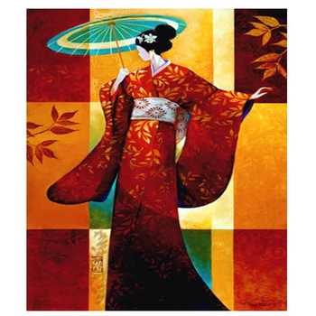 Plné Námestie Diamond 5D DIY Diamond Maľovanie Japonské kimono žena,diamant Výšivky Cross Stitch Drahokamu Mozaiková výzdoba JS1878