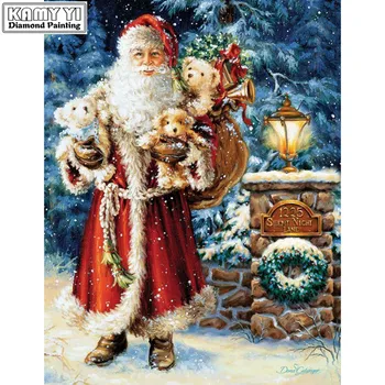 Plné Námestie vŕtať 5D DIY Diamond maľovanie Santa Claus a hračky Výšivky Mozaiky Cross Stitch Drahokamu dekorácie HYY