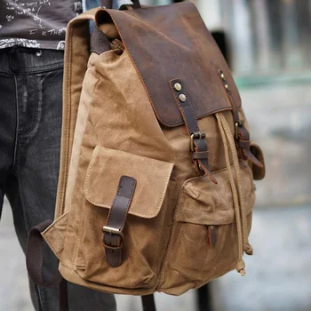 Plátno batoh taška študent školský batoh mužov veľkú kapacitu retro cestovný batoh