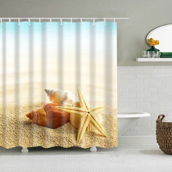 Pláž sprchový záves letných dekorácií v kúpeľni sprchovací záves hviezdice conch vaňa opony