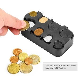 Podporu! Black Euro Mince Dávkovač Skladovanie Mince Úložný Box Plastový Dávkovač