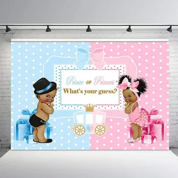 Pohlavie Odhaliť Pozadie Cartoon Princ a Princezná Fotografie Prostredí Baby Sprcha Party Dekor Photo Booth Studio Prop