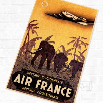Pop Art Ísť Afrike Air France Vintage Retro Cestovné Kraft Plagát Dekoratívne DIY Nástenné Plátno Nálepky Domov Bar Plagát Dekorácie Dieťa
