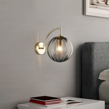 Postmoderných kovové sklo dekoratívne lampy Americký jednoduché kreatívne obývacia izba, spálňa, nočné štúdia model izba nástenné svietidlo LB81518