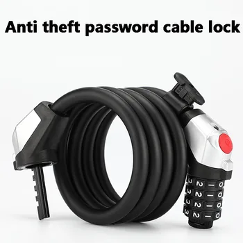 Požičovňa Password Lock Cestná Cyklistika Anti Theft Káblový Zámok 4-miestne Heslo na Bicykli Bezpečnostný Zámok na Bicykel Príslušenstvo Kód Zámku s Lampou