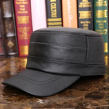 Pravá Koža Kožušiny klobúk sezóny teplý byt čiapky, koža strednom veku a pánske čiapky