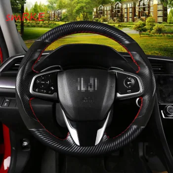 Pre Honda Civic 10. Crider 2019 CRV Ručné šitie Uhlíkových vlákien Čierny Kožený volant, kryt