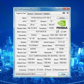 Pre Počítač/PC Grafickú Kartu GTX750TI GDDR5 128BIT 2 GB, Video Karta Nvidia