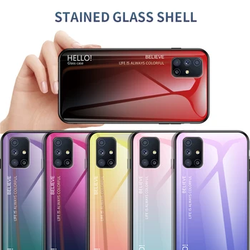 Pre Samsung Galaxy M31S Prípade Luxusný Pevný Tvrdeného Skla Gradient mramoru Ochranný Zadný Kryt puzdro Pre samsung m31s telefón shell