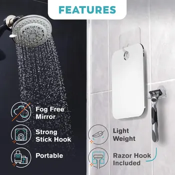 Prenosné Anti-fog Zrkadlo Ľahký Homehold Vodotesný montáž na Stenu Vhodný Pre Kúpeľňa Pohodlné, Zrkadlo na líčenie Kompaktný