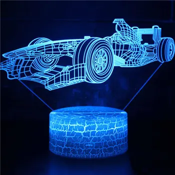 Pretekárske auto, téma 3D Lampa LED nočné svetlo 7 Farieb Zmeniť Dotyk Náladu Lampa Vianočný darček Dropshippping