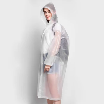 Pribrala Nepremokavé Dážď Pončo Kabát Módne PEVA Ženy, Muža, Pršiplášť pre Dospelých Jasné, Transparentné Camping Hoodie Rainwear Oblek