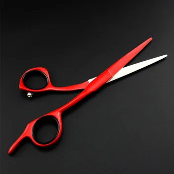 Prispôsobenie odbornej japonsko 440c 5 5.5 6 palcový červené vlasy salon nožnice na rezanie holič makas účes kadernícke nožnice na plech nožnice
