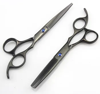 Prispôsobiť Japonsko 440c ocele 5.5 palcový klasické čierne rezanie a stenčovanie kadernícke nožnice nožnice rez holič vlasy nožnice nastaviť