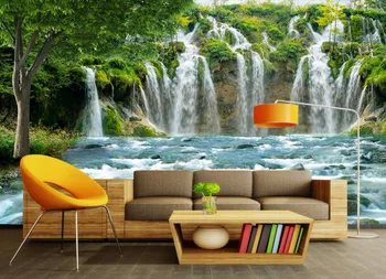 Prispôsobte 3d tapeta obývacia izba dekorácie Vodopád tečie stenu papiere domova foto tapety